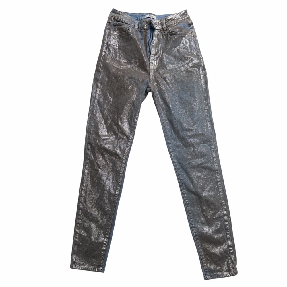 Forever 21 Metallic Silver Skinny Jeans